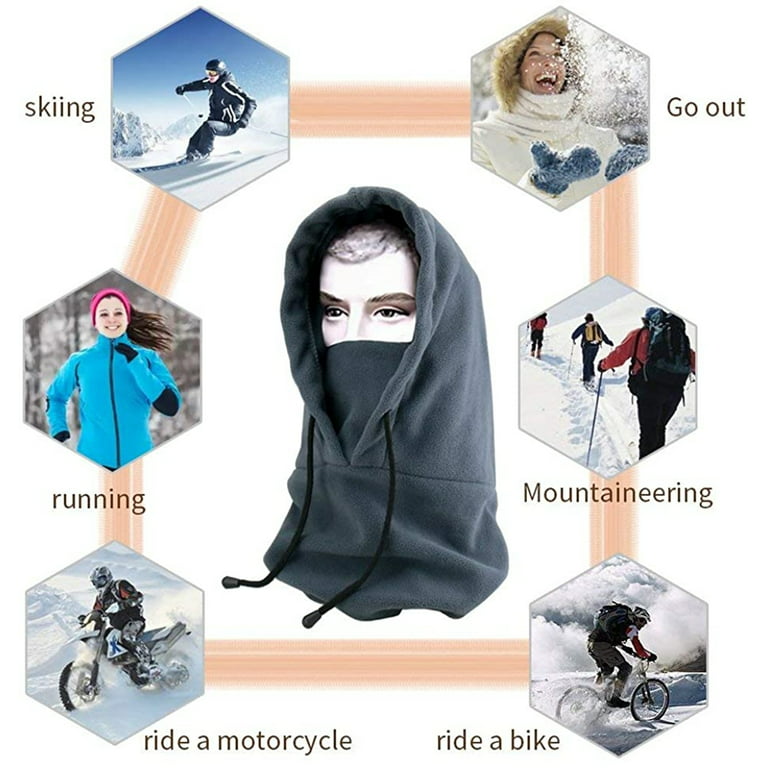 Specool Windproof Thermal Balaclava Ski Face Scarf Fleece Hood Winter Warm Motorcycle Face Cover Hat Polar Fleece Neck Warmer Neck Gaiter for Men