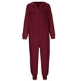 thumbnail image 6 of 2023 Clearance under $5 GaThRRgYP Womens Plus Size Pants Clearance,Women's Fashion Hooded Button Rompers Solid Casual Long Sleeve Pocket Jumpsuit, 6 of 8