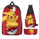 thumbnail image 1 of 3 unids/set niños Pokemon Pikachu mochila bonita estuche de lápices bolso cruzado arnés de cojín de aire impermeable protección de la columna vertebral mochila escolar hola suerte  unisex, 1 of 2