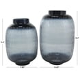 thumbnail image 3 of DecMode 13", 11"H Textured Ombre Black Glass Vase, Set of 2, 3 of 11