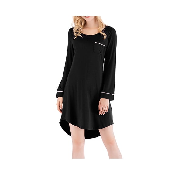 Ougyinr Women's Nightgown Long Sleeves Pajama Nightgowns Sleepwear Sleep Casual Sleepshirts Loose Dress Pajama