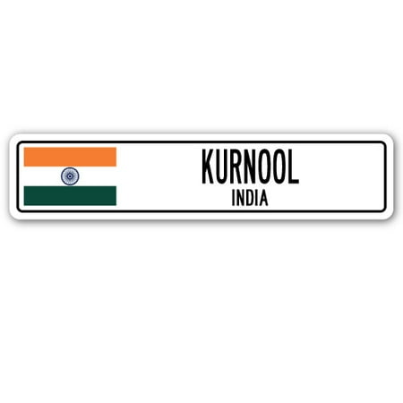 KURNOOL, INDIA Street Sign Indian flag city country road wall (Best Gifts From Us To India)