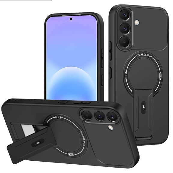 for Samsung Galaxy S24 Military Grade Protection Armor Case 2-in-1 with Invisible Folding Kickstand, Compatible with MagSafe Magnetic Heavy Duty Shockproof Protective Phone Cover - Black