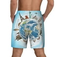 thumbnail image 2 of Lsque Mens Swim Trunks World Travel Pattern - Bathing Suit Compression Liner - Beach Swim Shorts Swimwear - (S-3XL) - Stretch Quick Dry -X-Large, 2 of 9
