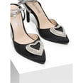 thumbnail image 3 of Women's Rhinestone Heart Stiletto Heels Satin Evening Pumps with Buckle Strap, 3 of 7