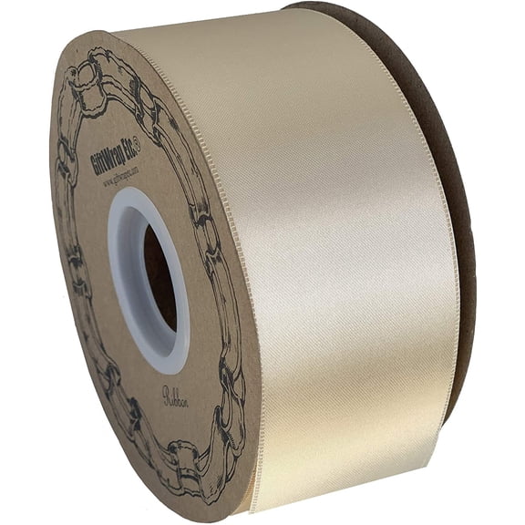 Champagne Satin Fabric Wedding Ribbon - 2" x 50 Yards, Wedding, Thanksgiving, Christmas, Wreath, Gift Bow, New Years Eve, Anniversary