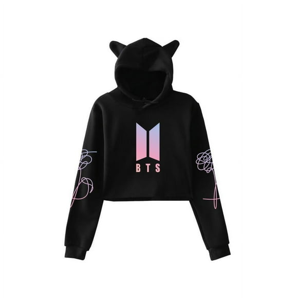 Sudadera Recortada con Orejas de Gato de Apoyo de BTS Surrounding