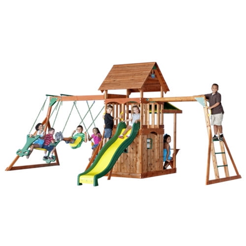 backyard discovery dayton all cedar wood playset swing set