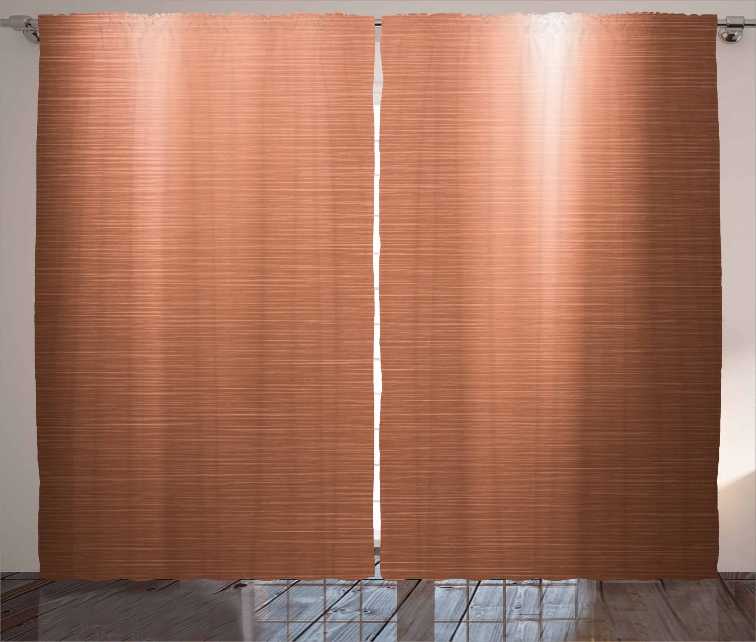 Copper Curtains 2 Panels Set Brushed Copper Plate Facade Image