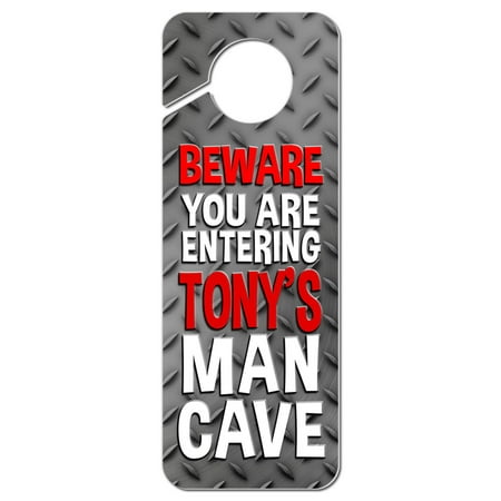 Man Cave Do Not Disturb Plastic Door Knob Hanger Sign Male Names To-Ty -