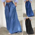 thumbnail image 4 of Pantalones largos de cintura alta para mujer, falda holgada informal con cinturón, ropa de calle lisa, 2023, 4 of 4