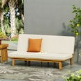 thumbnail image 3 of GDF Studio Riebe Outdoor Acacia Wood Convertible Daybed with Cushion, Teak and Beige, 3 of 8