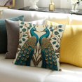 thumbnail image 3 of FCXZI Home Decor Throw Pillows Cover Peacock Design 100% Linen Decoration for Home Sofa Couch - Set of 1 Pillow Covers 24x24in, 3 of 5
