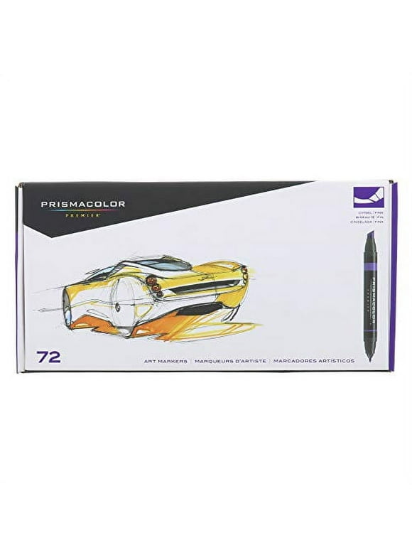 Prismacolor 3722 Premier Double-Ended Art Markers, Fine and Chisel Tip, 72-Count