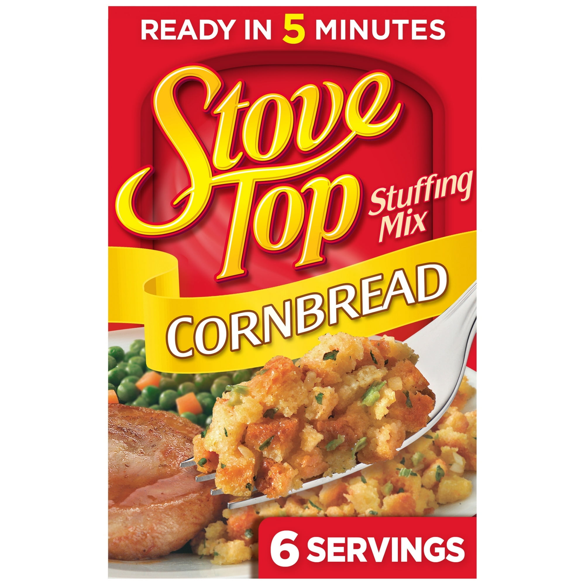 Stove Top Cornbread Stuffing Mix Side Dish, 5 Pack (6 oz Each) – with Bowl by OMA