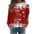 thumbnail image 1 of Gibobby Sudadera sin capucha y ocio para mujer, holgado a la moda, informal de casa con estampado navideño para mujer, atlético y Y2K (Rojo, L), 1 of 4