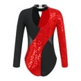 thumbnail image 2 of YONGHS Sequins Leotards for Girls Ballet Gymnastics Long Sleeve Athletic Tumbling Bodysuit Unitard Red 10, 2 of 7
