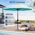 thumbnail image 4 of Garvee 9ft Solar LED Patio Umbrella,32 Lights,8 Sturdy Ribs, Crank Lift & Push Button Tilt,Lake Blue, 4 of 7
