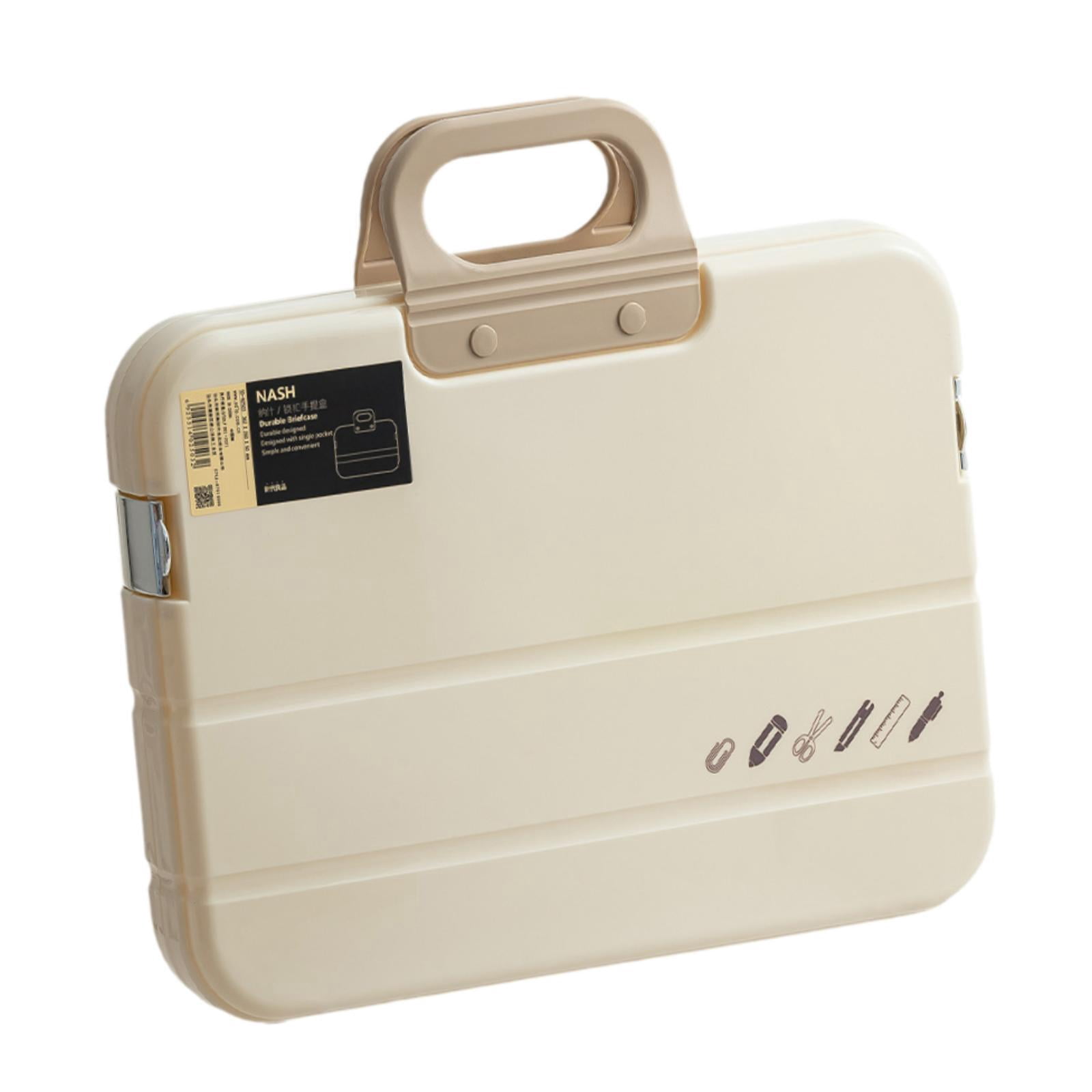 MAGIDEAL Portable files Organizer A4 Document Box Multipurpose Accessories with Snaps Cream Color