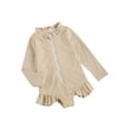 thumbnail image 7 of Caoirhny Baby Girls Long Sleeve One-Piece Swimsuit, Solid Color Ruffle Zipper Rash Guard Swimwear Bathing Suit, 7 of 7