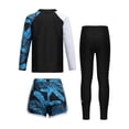 thumbnail image 2 of Yruioon Boys/Girls UPF 50+ Swimsuit Kids Long Sleeve Rash Guard Swim Top with Swim Shorts Pants Black 10, 2 of 7