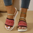 thumbnail image 2 of Xfvqtps Slide Sandals Women Wedges Flatform Bohemian Style Double Straps Open Toe Soft Sole Non Slip Comfortable Breathable Dressy Casual Summer Sandals Red, 2 of 6
