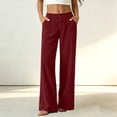 thumbnail image 2 of Aezemi Corduroy Straight Leg Pants Womens Button Elastic Waist Casual Work Pants for Women Fashion Comfy Dressy Business Casual Winter Fall Long Trousers with Pockets S, 2 of 7