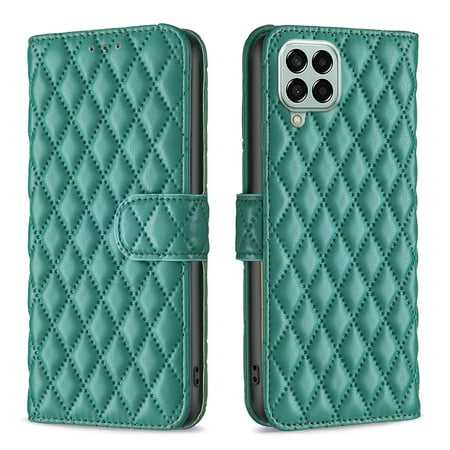 Shoppingbox Case for Samsung Galaxy M33 5G,Leather Wallet Flip Protective Phone Cover with Card Slots Shockproof Cover-Green