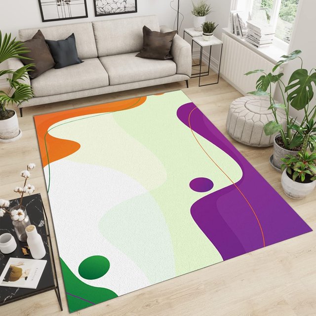 Color Oil Painting Large Area Rugs, Art Lines Runner Rugs, Non-Slip Floor Throw Mat, Rectangle Carpet for Living Room, Bedroom, Hallway Front Entrance, Kitchen, Dining, 4' x 6'