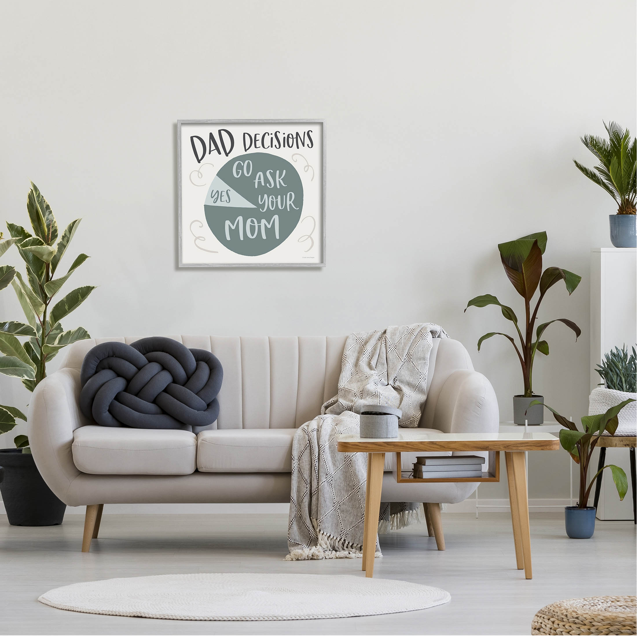 Stupell Industries Humorous Dad Decisions Pie Chart Phrase Graphic Art Gray Framed Art Print Wall Art, Design by Lady Louise Designs