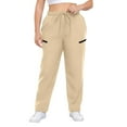 thumbnail image 2 of Women's Plus Size Solid Color Athletic Pants with Elastic Waist, Drawstring, and Side Pockets, 2 of 6