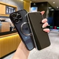 thumbnail image 3 of for iPhone 15 Pro Max Case Magnetic Titanium Glossy Clear with Camera Lens Protector MagSafe Electroplated Silicone Dust-Proof Net Shockproof Protective Phone Case Cover 6.7 Inch - Black, 3 of 12