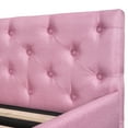 thumbnail image 7 of Full XL Upholstered Daybed with Twin XL Trundle, Tufted Button Platform Bed Frame with Sturdy Slats Support, Low Profile Sofa Bed for Small Spaces, Guest Room, No Box Spring Needed, Pink, 7 of 7
