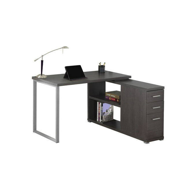 Monarch Specialties Computer Desk, Home Office, Corner, Left, Right Set-up, Storage Drawers, L Shape, Work, Laptop, Metal, Laminate, Grey, Contemporary, Modern