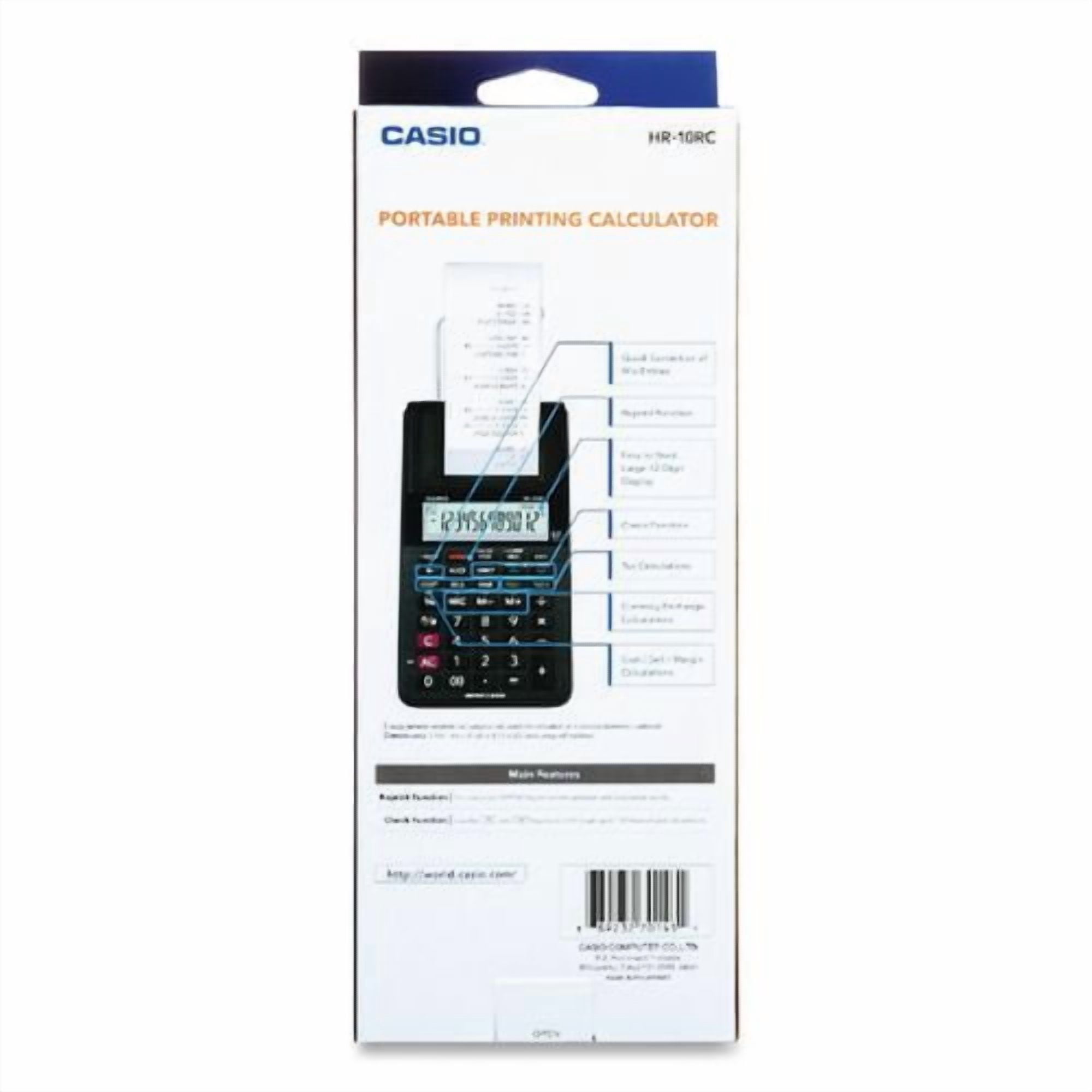 Hr-10rc Handheld Portable Printing Calculator, Black Print, 1.6 Lines/sec | Bundle of 2