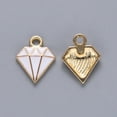 thumbnail image 2 of 100pcs Alloy Enamel Charms Dimond Light golden Creamy White 15x11.5x2.5mm Hole: 1.8mm, 2 of 2