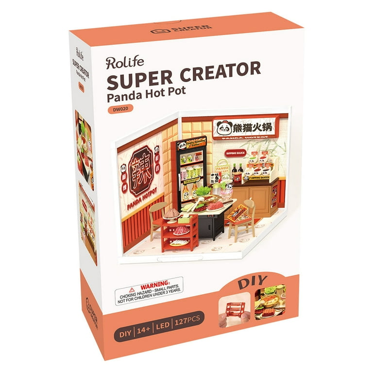 Rolife DIY Miniature Dollhouse Super Creator Panda Hot Pot Plastic
