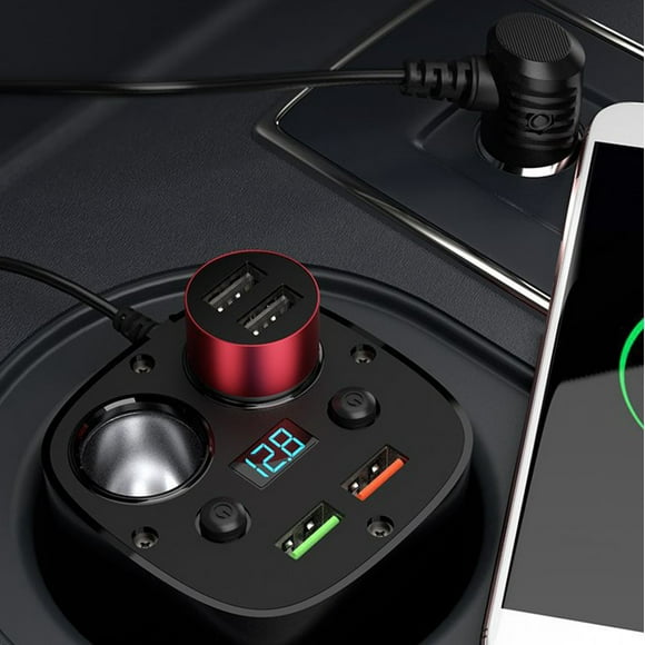 Qiopertar Clearance Home Decor New Digital Display Cup Charging Multifunctional Car Charger, Universal Large And Small Trucks, One Drag Four Charger.Firmly Block The Owner