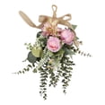 thumbnail image 2 of Corona floral artificial colgante, guirnalda ornamental decorativa en forma de lágrima de seda y Púrpura, 2 of 9