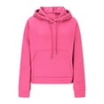 thumbnail image 5 of APEXFWDT Women's Cropped Hoodie Jacket Stylish Long Sleeve Athletic Pullover Sweatshirt with Pockets Casual Outerwear,L,Hot Pink, 5 of 9