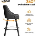 thumbnail image 4 of VINGLI 26" H Swivel Barstools Set of 2, Linen Fabric Upholstered Counter Stool with Back, Kitchen High Chairs Counter Height Bar Stools with Cushion, Solid Wood Legs, Beige, 4 of 14