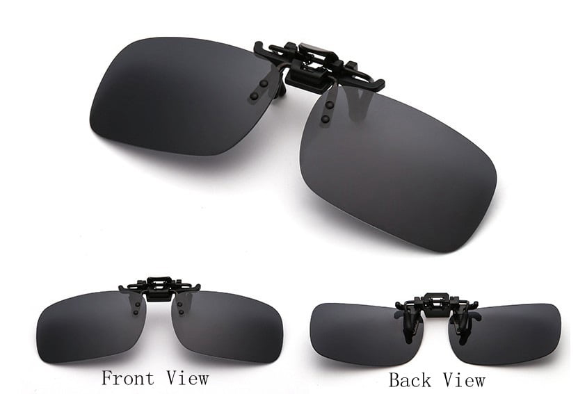 Flip-up Driving Glasses Sunglasses Polarized UV400 Day Night Vision Clip-on Lens 