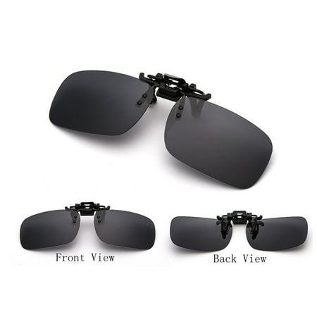 1Pair Flip-up Polarized Glasses Day Night Vision Clip-on Lens Driving Sunglasses Color:Black-gray Size:L