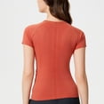 thumbnail image 2 of Uootdi Hauts à Manches Courtes pour Femmes Col Rond Sans Couture Tricot Compression Ajusté Doux Respirant Chemises Décontractées de Sport Cadeau, 2 of 9