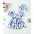 thumbnail image 2 of Baby Girls Clothes Toddler Girls Floral Dress 18 Months Girls Summer Dress 24 Months Girls Sundress Short Sleeve Dress with Cute Hat Purple, 2 of 9
