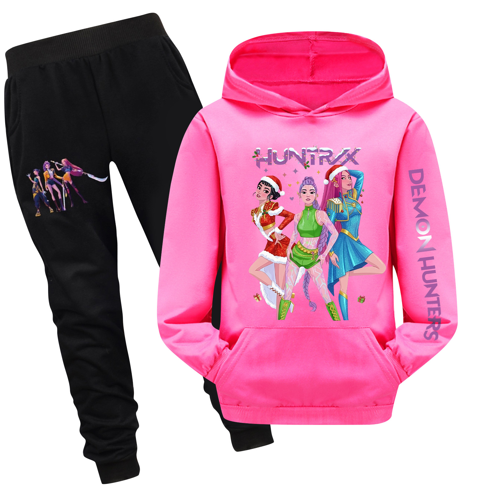 Survêtement Fille 2 Pièces Style Streetwear Y2K - Hoodie Et Pantalon Jogging Imprimé Démon Hunter Pour Enfant - 5