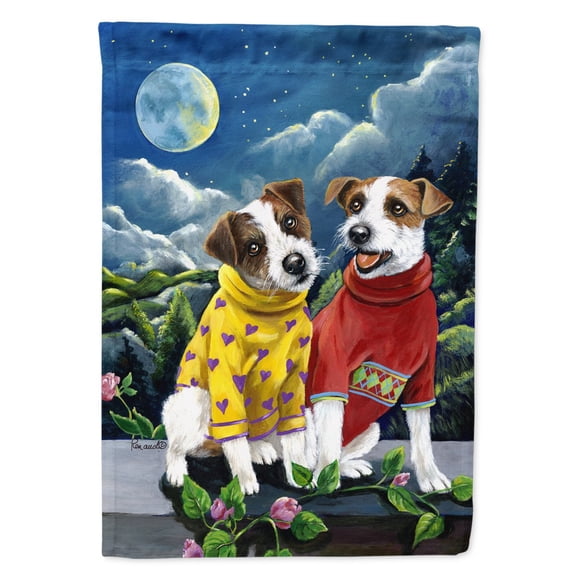 Jack Russell Terrier Moon Phase Flag Canvas House Size