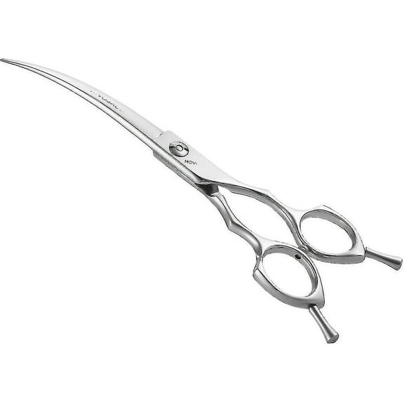 Curved Dog Grooming Scissors, Japanese Stainless Steel Pet Shear with Adjustable and Silencer Design, Comfortable Handle for Reduced Hand Fatigue, Right Handed (7 Inch)
