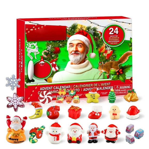 24Pcs Christmas Surprise Calendar Gift Set - Santa, Snowman, Stocking Figurines and Toys for Children Perfect Advent Celebrationses for Children's Gifts