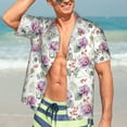 thumbnail image 7 of Fuzoiu Orchids Flowers Print Hawaiian Shirt for Men, Summer Beach Casual Short Sleeve Button Down Shirts, Men’s Beach Summer Shirts with Pocket,Large, 7 of 7